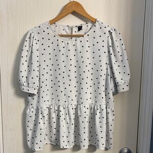 SHEIN White Top with Black Heart Print